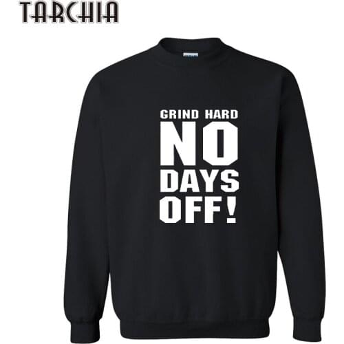 TARCHIA Men Hoodies NO DAYS OFF Letter Printed Mens Slim Fit Black Hoodies Hip Pop Popular Jersey Sweatshirts Men Hoody