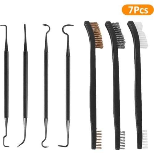 7Pcs Gun Cleaning Kit 3Pcs Steel Brass Nylon Brush + 4Pcs Nylon Pick Universal Hunting Accessories Tactical Rifle Cleaning Tools