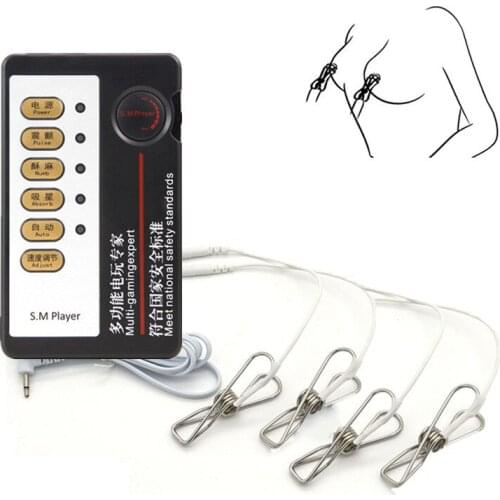 Electro Shock Kit, Electric Breast Clitoris Pulse Stimulator Nipple Clamp Nipple Massager,BDSM Medical Themed Toys For Women