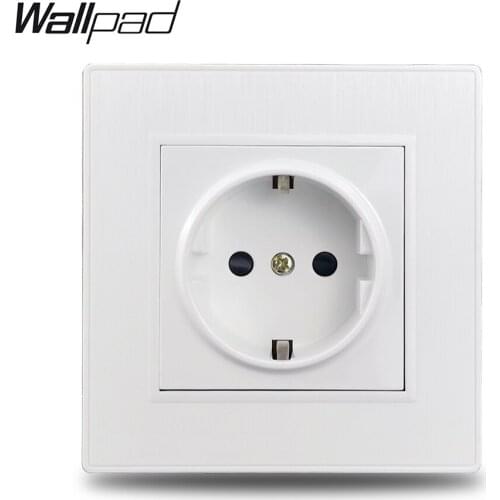 Wallpad S6 White EU Electric Outlet Power Wall Socket German Plug Brushed PC Plastic