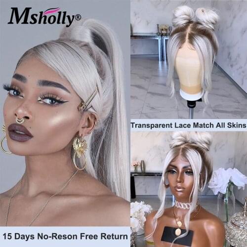 Ice Blonde 13x4 Lace Frontal Wig Pink Grey Ombre Lace Front Wig Brazilian Transparent Lace Wigs For Women Human Hair Pre Plucked