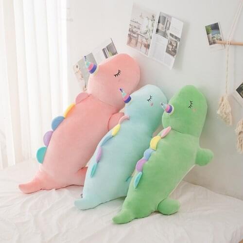 80/100/120cm Lovely Lying Dinosaur Plush Toys Cartoon Stuffed Soft Animal Dino Dolls for Kids Baby Sleeping Pillow Home Decor
