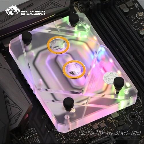 Bykski CPU Water Cooling Block Radiator use for AMD Ryzen3000 AM4 AM3 X399 1950X TR4 X570 Motherboard /Transparent Acrylic A-RGB