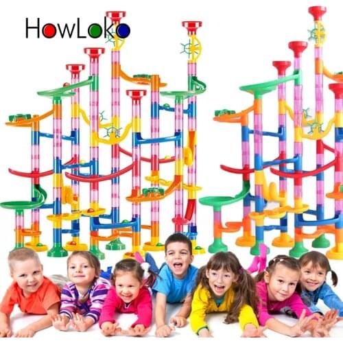 DIY Maze Balls Track Building Blocks Toys For Children Construction Marble Race Run Pipeline Block Educational Toy Game