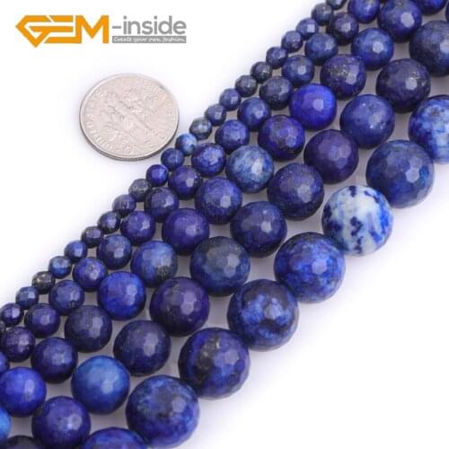 Blue Dyed Lapiz Lazuli Faceted Round Spacer Beads For Jewelry Making Strand 15 inches Loose Bead DIY Gifts Bracelet Wholesale