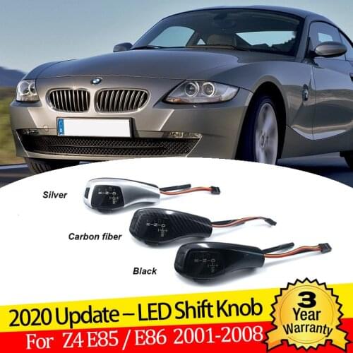 Carbon Fiber Black Silver LED Gear Shift Knob Shifter Lever for BMW Z4 Roadster E85 Coupe E86 Automatic Accessories