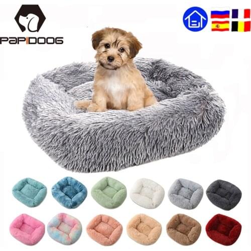 Warm Winter Square Super Soft Sleeping Dog Bed Long Plush Washable Cat Mat Basket For Large Dogs Puppy House Nest Cushion Sofa
