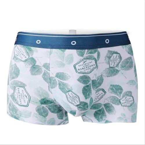 2021 Summer High Grade Printed Pants Cotton Shorts Abandoned Slip Underpants Pouch Boxer Danganronpa Panties Sexy C561 Green