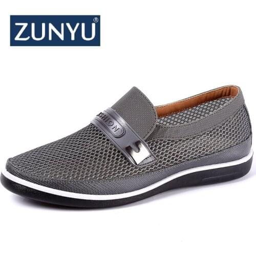ZUNYU New Summer Mesh Casual Shoes Men Slip-On Flat Hollow Out Comfortable Father Shoes Man Casual Moccasins Basic Espadrille