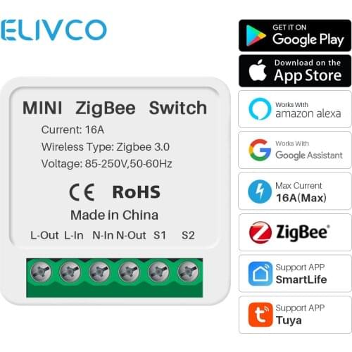 ZigBee Tuya Smart Breaker DIY Smart Home Light Switch Module 2 Way Control Smartlife APP Voice Control Works Google Home Alexa