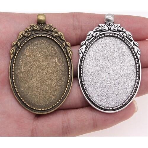 WYSIWYG 3pcs 30x40mm Inner Size 56x36mm Outer Size 2 Colors Vintage Zinc Alloy Cameo Cabochon Base Setting For Jewelry Making