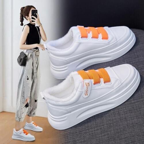 Platform Sneakers Flats Women Lace-Up Casual Shoes White Sneakers 2021 New Vulcanized Chunky Sneakers For Women Breathable Shoes