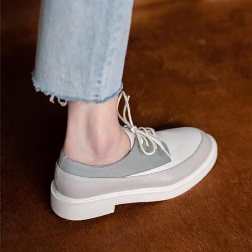 2021 New Cross Tied Shoes Woman Genuine Leatehr Chunky Heels Pumps For Women Mixed Colors Hot Sale Working Office Shoes For