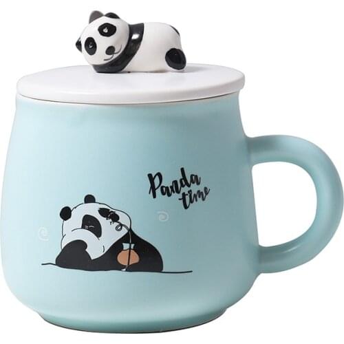 1Set Three Dimensional Cartoon Panda Color Glaze Ceramic Cup Cute Water Cup Boys Girls Ins Literature And Art Small Fresh Mug