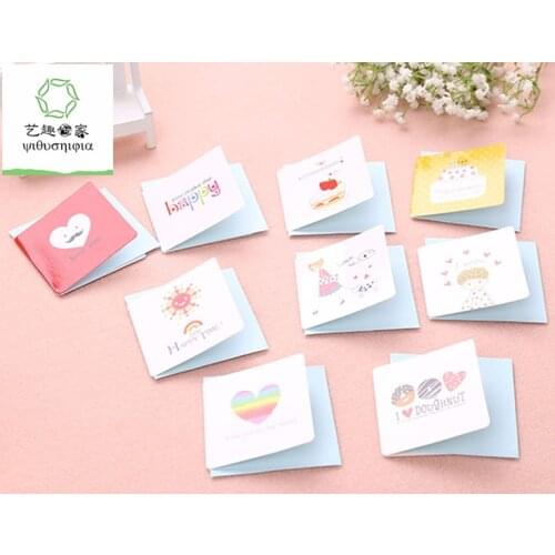 168pcs/lot cute small birthday cards,kids small happy birthday greeting cards with envelopes
