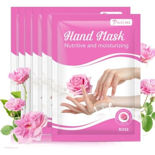 PUTIMI 2Pair Rose Essence Hand Mask Nourishing Moisturizing Whitening Hand Mask Gloves Spa Skin Care Dead Skin Remover Hand Mask