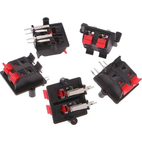5Pcs Double Row 4 Position Cable Clip Push Type Speaker Terminal Panel Connector