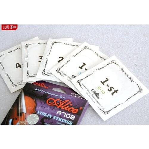 5pcs/Set Alice A708 Plated High Carbon Steel Nylon Core Aluminum Alloy Silver Wound Gold Ball End Violin Strings ,ePacket Fast