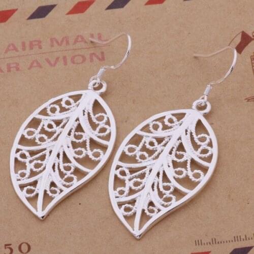AE247 Hot sterling earrings , fashion jewelry , shining leaf /cduakvba anxajfea silver color