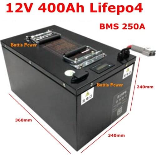 12.8v 12V 400AH Lifepo4 battery With LCD BMS 4S for golf cart EV Solar Storage backup power boat Tricycle light