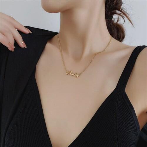 English Letters Dear Necklace Female High-quality Titanium Steel Gold-plated Clavicle Chain Personality Temperament
