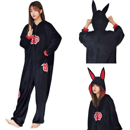 Anime Akatsuki Cloud Cosplay Pajama Adult Unisex Onesie Polyester Sleepwear Pyjamas Halloween Carnival Costumes