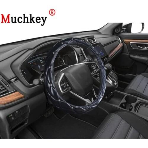 MUCHKEY Brand For Honda CR-V 2020 Leather Car Steering Wheel Cover New Diamond Anti-Slip Auto Accessories Interior