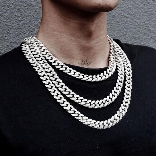 European and American Mens Hip-hop Rap Accessories Necklace HIPHOP13mm Cuban Chain Full Diamonds and Gold Male Choker Jewelry