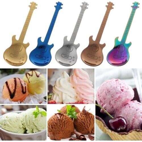 Luxury Guitar Coffee Teaspoon 304 Stainless Steel Small Snacks Spoons Mirror Polish Espresso Spoons Stirring Dessert Ladle