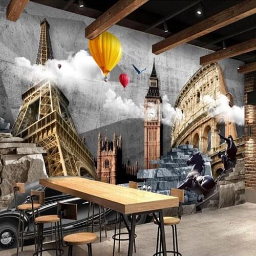 Photo Wallpaper 3D Cement Wall World Architecture Murals Restaurant Cafe Creative Background Wall Decor Wall Paper For Walls 3 D