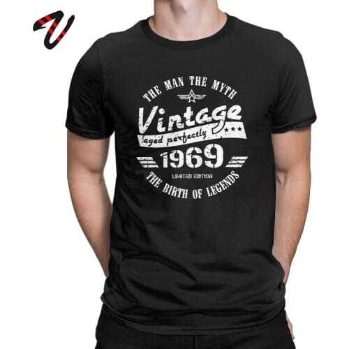 T-Shirt Male Vintage 1969 50th Christmas Gift Tshirt Men 50 Years Old O-neck Tees 100% Cotton T Shirt Retro Clothes Plus Size