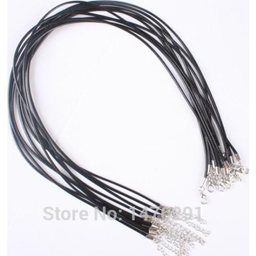 Hot!!! 2mm Twisted Braided Rope Black Leather Cord Chain Clasp String Rope Necklace 20"L