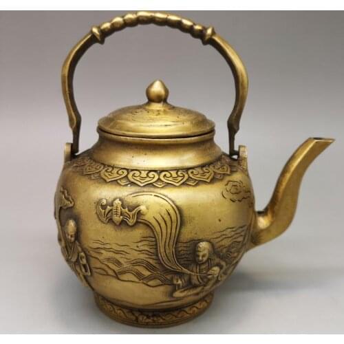 China brass Two immortals teapot crafts statue