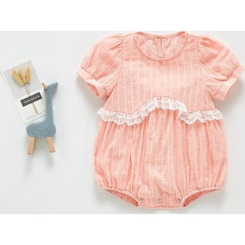Baby Girls Summer Casual Rompers Cotton Soft Kids Baby Striped Clothes Toddler Sweet Clothing Newborn Bodysuits Cute Playsuits