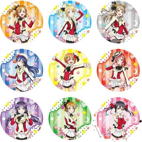 Love Live School Idol Anime Game μs Honoka Eli Nozomi Umi Rin Maki Nico Hanayo Kotori Lovelive Metal Badge Brooch Pins