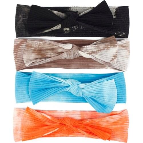 Cute Kids Baby Hair Bands Knitted Newborn Bows Headband Tie Dye Knot Hairbands Hair Accessories For Bebê Infant Ribbed Turban