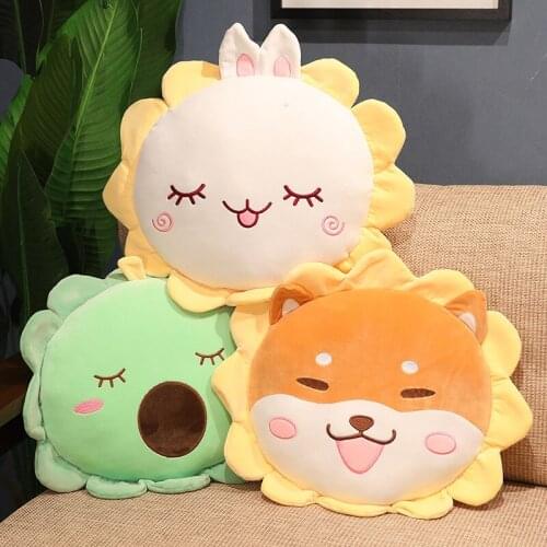 Soft Animal Cartoon Sun Flower Pillow Cushion Cute Fruit Carrot Lion Rabbit Pig Dinosaur Koala Plush Toy Stuffed Lovely Kids Gif