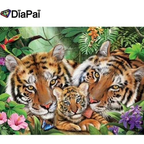 DIAPAI 100% Full Square/Round Drill 5D DIY Diamond Painting "Animal tiger flower"Diamond Embroidery Cross Stitch 3D Decor A19866