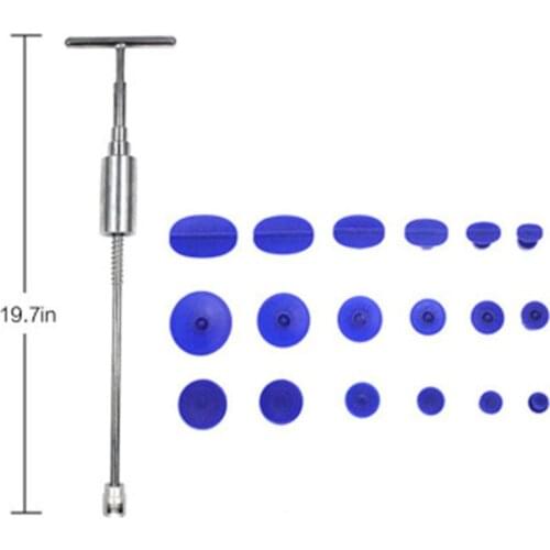 Hot Paintless Dent Repair Hail Removal T Bar Slide Hammer+18pcs Glue Puller Tabs Nin Hand Tools Kit