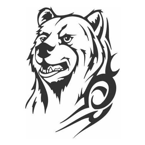 Bear With Strong Hair And Serious Expression Car Stickers For Car Rear view Mirror Sign Art Vinyl Decal FA648