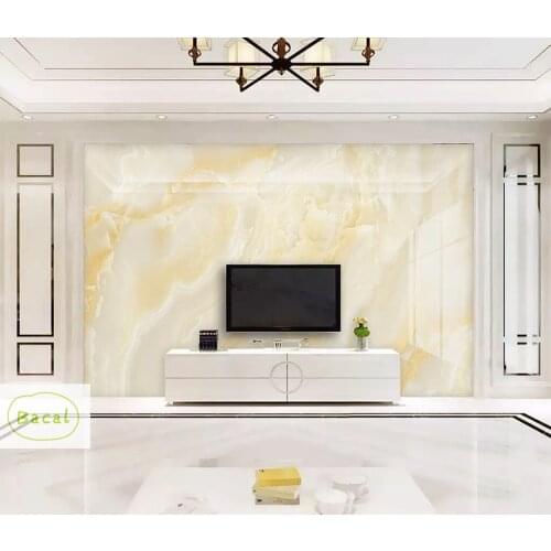 Bacal Custom Photo Wallpapers 3D Stereo Yellow Texture Marble Wall Paper Murals Living Room Bedroom Study Decor Papel De Parede