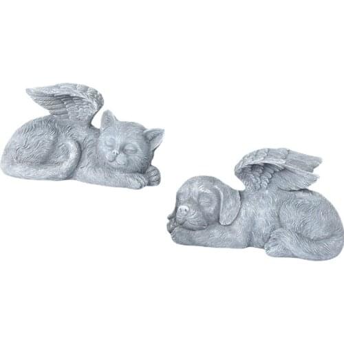 New Angel Cat and Dog Ornaments Creative Resin Pet Tombstone Memorial Stone Garden Animal Sculpture Decoration Pet Memorial