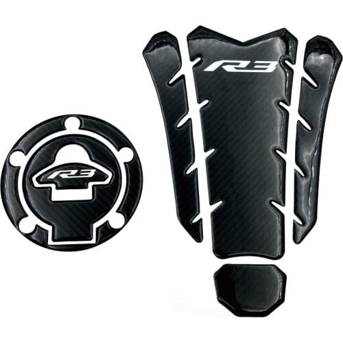 New Motorcycle 3D Carbon Fiber Fuel Gas Cap Cover Tank Protector Pad Sticker Decal For Yamaha R 3 YZF R3 YZFR3 YZF-R3 2019 2020