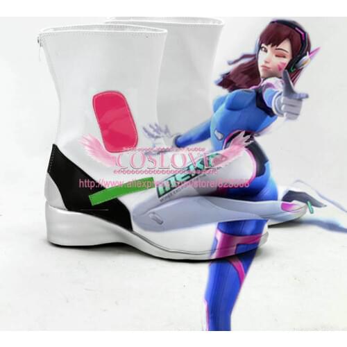 OW Game D.Va DVa Hana Song Black White Shoes Cosplay Boots CosplayLove