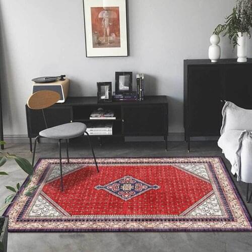 Persian Red Geometric Ethnic Room Carpet Bedroom Corridor Bedside Sofa Floor Mat New Fashion 3d Area Rugs For Home Decoration