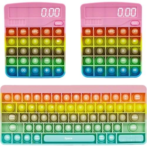 Pop Its Keyboard with Letters Words Anti-Stress Popit Pressure Relief Push Game Children Autism Kids Fidget Toys Free Shipping