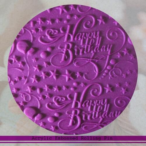 Embossed Sugarcraft Cake Roller Birthday Cake Decorating Fondant Rolling Pin