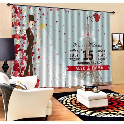 Romantic tower curtains D Blackout Curtains For Living room Bedding room Drapes Cotinas para sala