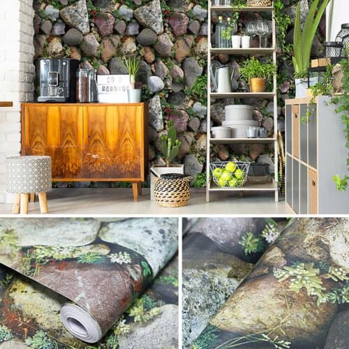 Stone Peel and Stick Wallpaper, Self Adhesive Contact Wall Paper or Shelf Removable Brick 3D Faux Textured Stone Wall Rock Stone