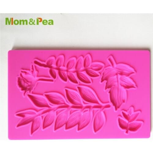 Mom&Pea GX265 Leaf Shaped Silicone Mold Cake Decoration Fondant Cake 3D Mold Food Grade